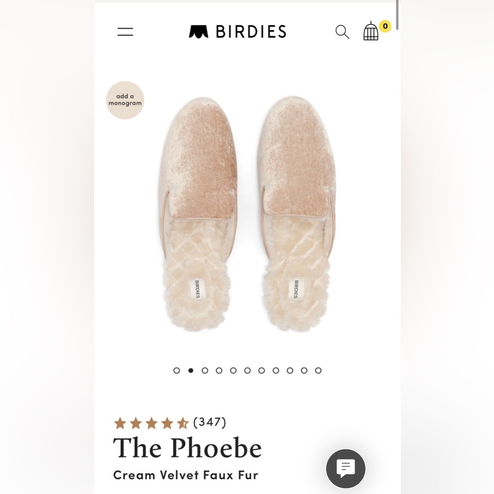 Birdies Phoebe Cream Faux Fur Slippers - Size 9 (NWT)